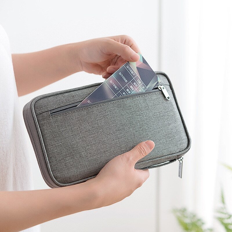 RFID Skydd - Grå universell Resa plånbok Passfodral