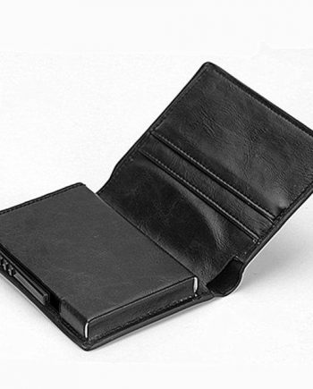 Svart RFID - NFC Skydd Läder Plånbok med Sedelfack Korthållare